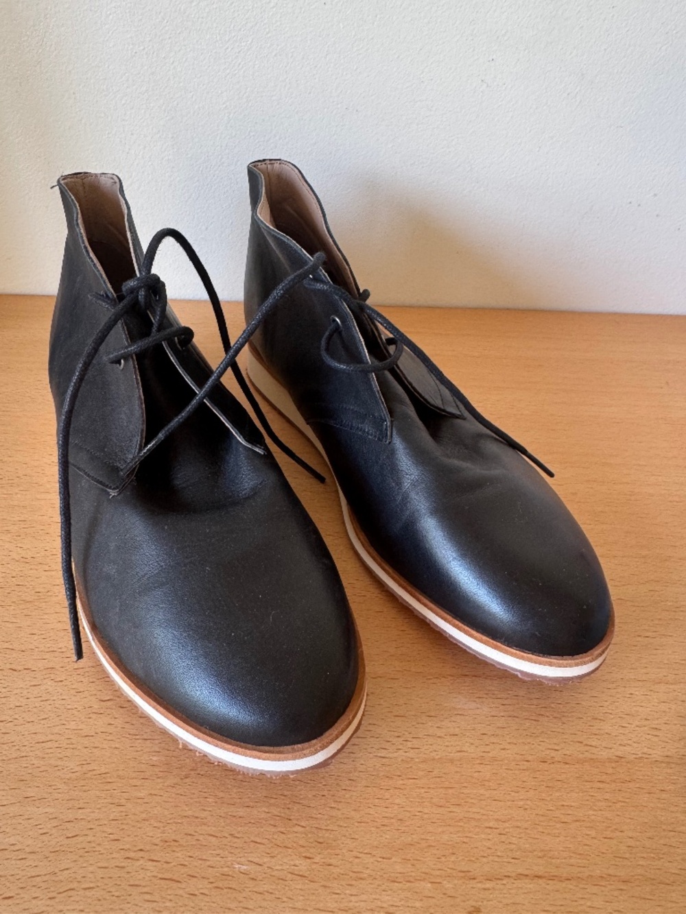 KMB Black Leather Chukka Ankle  Boots Made in Spain Size 40 New